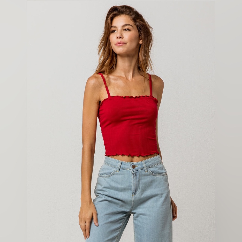 BOZZOLO Ribbed Red Womens Crop Tank Top NWOT